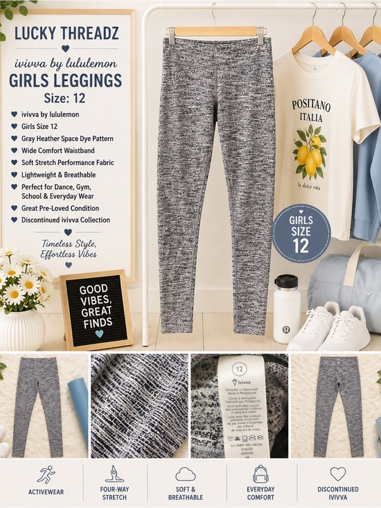lululemon athletica Other - lululemon athletica Girls Gray Heather Space Dye Leggings